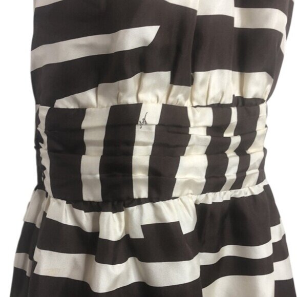 Milly Zebra Silk Cocktail Dress Brown Cream Halter Chain Strap Sleeveless Size 2 - Picture 10 of 16